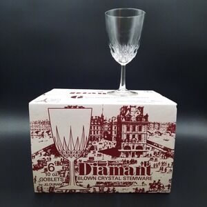 Vintage 10oz Crystal Wine Glass Etched Fluted Stemware Elegant Dining Tableware